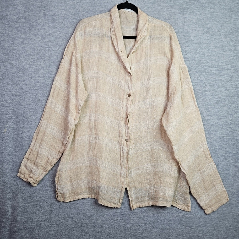 Bitte Kai Rand Vintage Women Linen Button Up Shirt M Oversized Lightweight